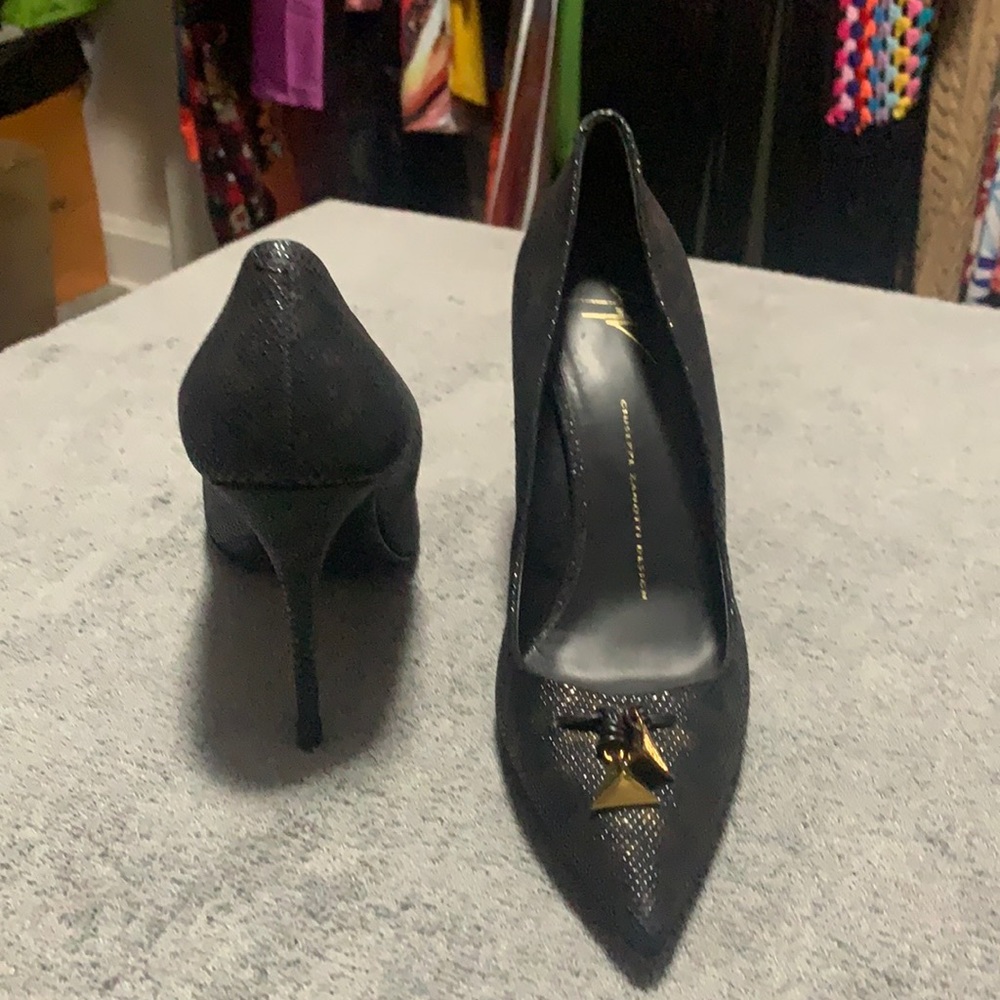 Black with gold accents Giuseppe Zanotti 4 inch heels